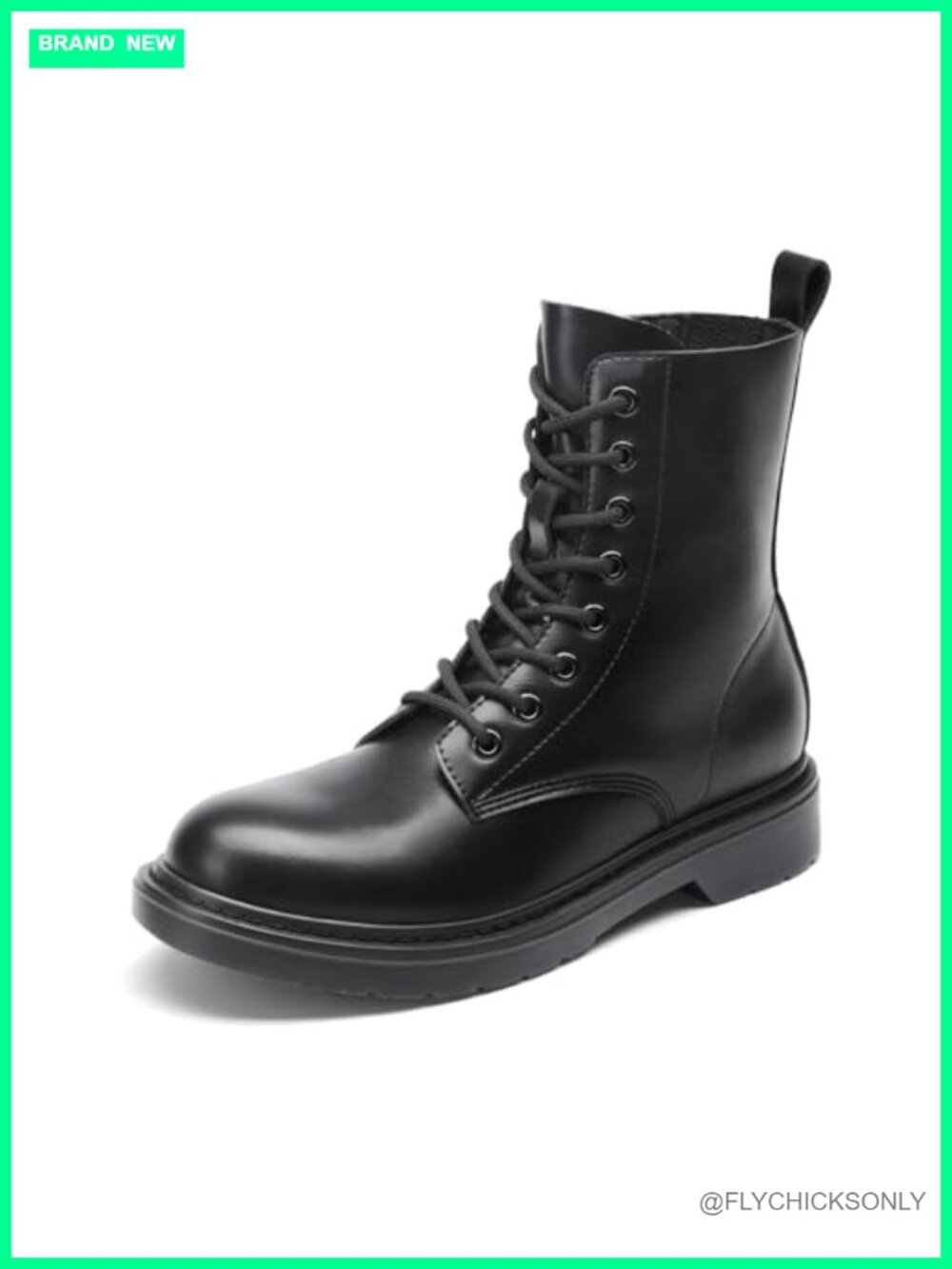 Women Lace-Up Combat Ankle Booties Faux Leather Low Heel Zip Walking Boots